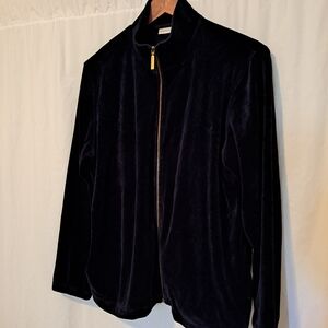 Blue Velvet Zip-Up Jacket L Womens